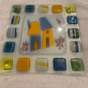 Atelier de verre fused art glass footed trivet